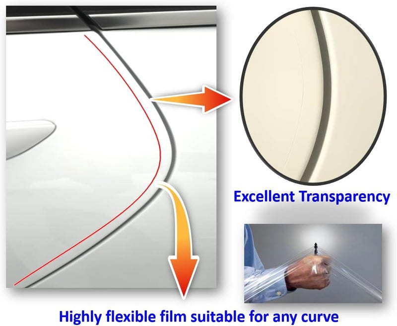 QLim 3M-Pro 4doors Car Door Edge/Entry Protector/Sticker/Guard, 3M-PPF(Paint Protection Film) Pro Series, Clear(Transparent), Anti Scratch, Universal Fit for Most Cars (Clear Pro 0.5inx36in/4strips) - Image 4